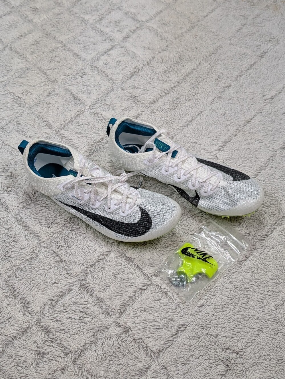 Nike Zoom Superfly Elite 2 White Bright Spruce Sprint Spikes Mens 9 FZ9662-100